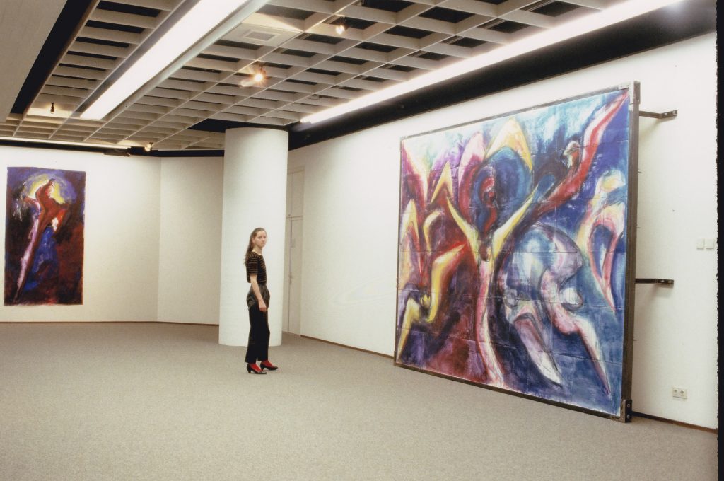 1982 “De muur van Jeanny van Lieshout”, Atelierexpositie Bonnefantenmuseum, 300 x 400 cm, Aquarelverf op gipsplaten in ijzeren frame