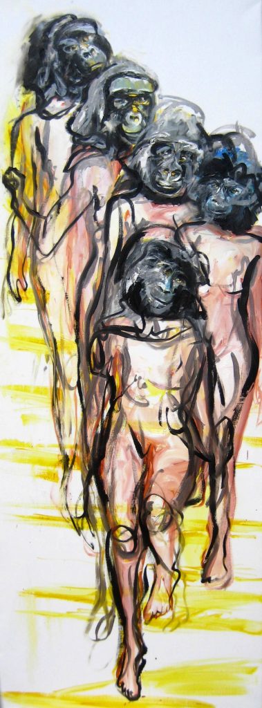 2009 “Nude descending the staircase”, 240 x 90 cm, Olieverf op linnen