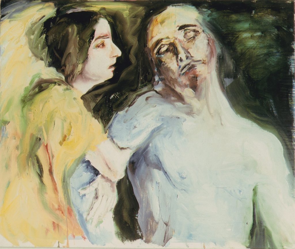 1989 zonder titel, Catalogus “Jezus is boos” en gelijknamige tentoonstelling in o.a De Wieger Deurne 1995, 81 x 95,5 cm, Olieverf op linnen